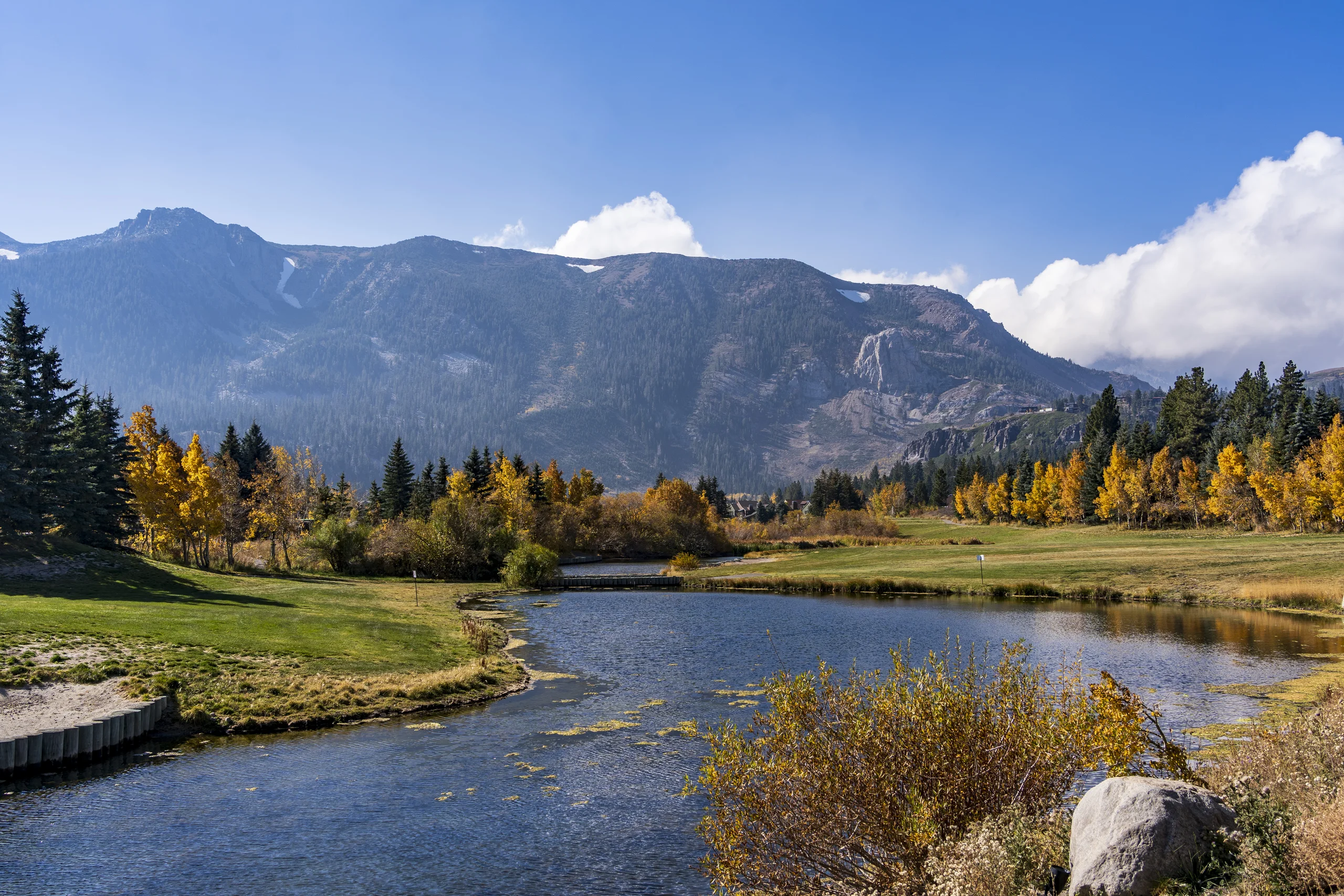 A snow-covered mountain range